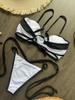 Trendy Black & White Patchwork Tankini Swimsuit for Women - Sexy European & American Style