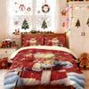 3Pcs Santa Claus Gift Printed Coreless Duvet Cover Set, Multi Size Bedroom Bedding, Holiday Decoration, Machine Washable