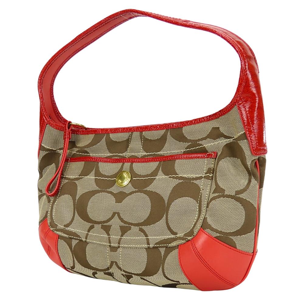 Used COACH Shoulder Bag 11600 Signature Canvas/leather Beige Pink One Belt