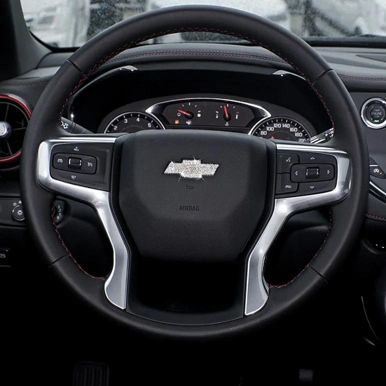 Kcwx2 Car Steering Wheel Center Emblem Logo Bling Crystal Stickers for Chevrolet Chevy Cruze Equinox Malibu Spark Sonic Captive Aveo