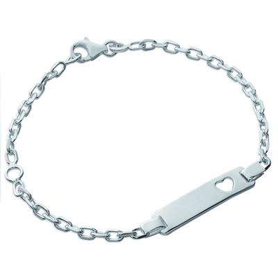 [K1010] - Silver 'Bambino' Bracelet - 16 Cm 5 Mm (heart)