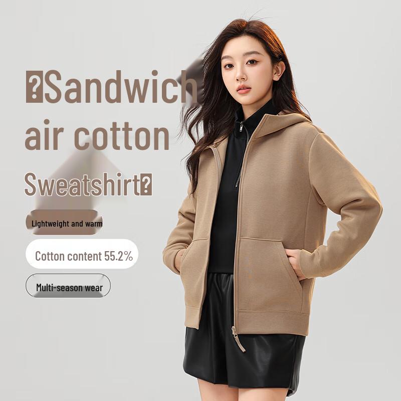 

XueZhongFei Women s Hooded Air Cotton Full-Zip Sweatshirt XL 170