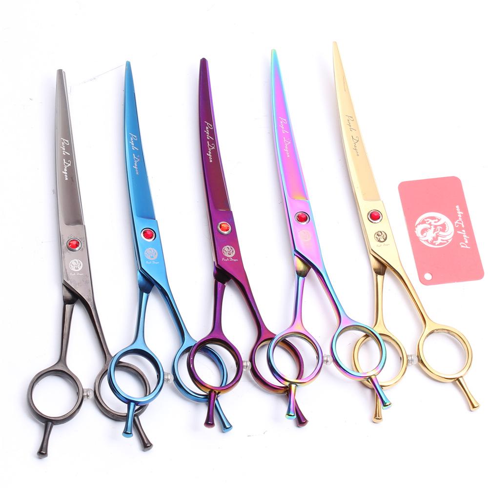 Purple Dragon 7" Electroplated Curved Dog Grooming Scissors