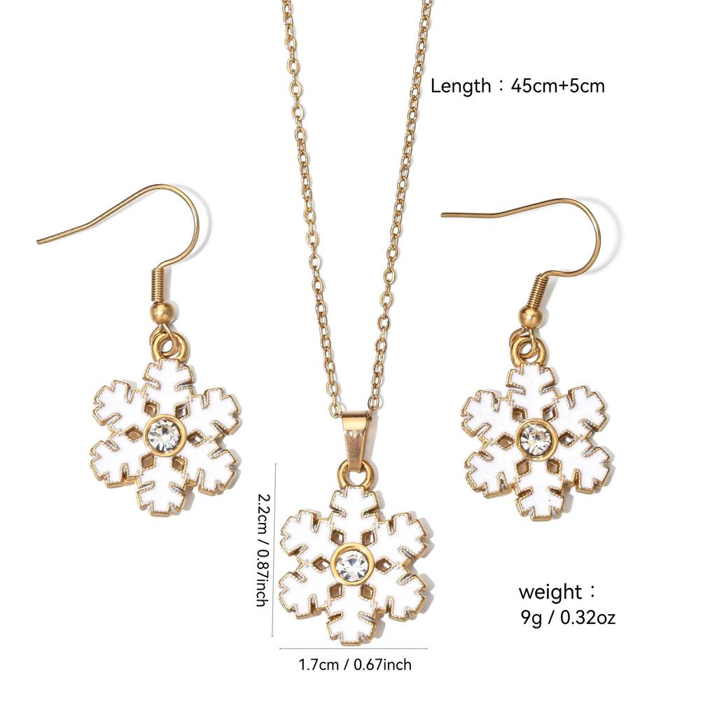 Stainless Steel Christmas Earrings & Necklace Set: Bells, Snowflakes, Santa, Tree, Candy Cane for Women