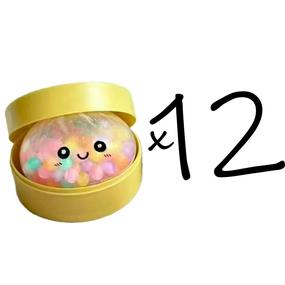 Hot Rainbow Dumpling Squishy with Bead Sensory Squeeze Toys for Stress Relief with Bamboo Steamer Funny Kawaii Toy Gifts