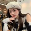 Winter Wool Beret Hat for Women Lady Love Heart Embroidery Warm Pumpkin Hats Ins Korean Girl Y2K Artist Painter Octagonal Caps