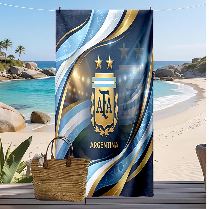 Asciugamano da Spiaggia Stampa Calcio Argentina Asciugatura Rapida Super Assorbente Morbido Asciugamano da Bagno per Nuoto Spiaggia Viaggio Souvenir Regalo per Fan