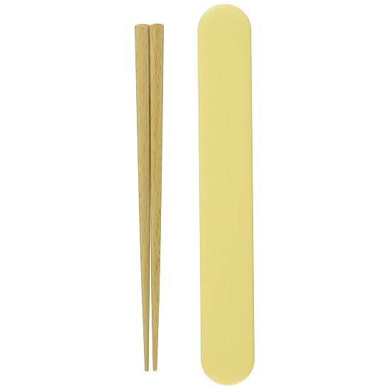 Showa Wood Grain Resin Chopstick Case Set, Yellow, Made In Japan, Lightweight, Break-resistant, For