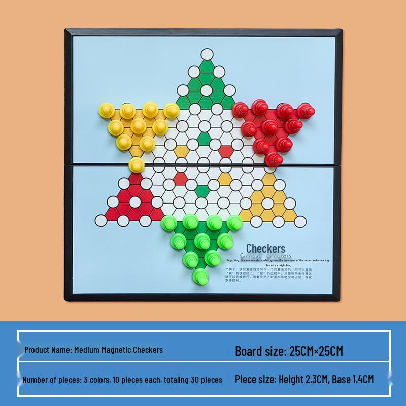 Magnetic Chinese Checkers Educational Folding Board Game for Kids and Adults - Medium/Large Size