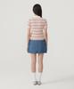 Covernat Woman Striped Collar Half Knit Pink