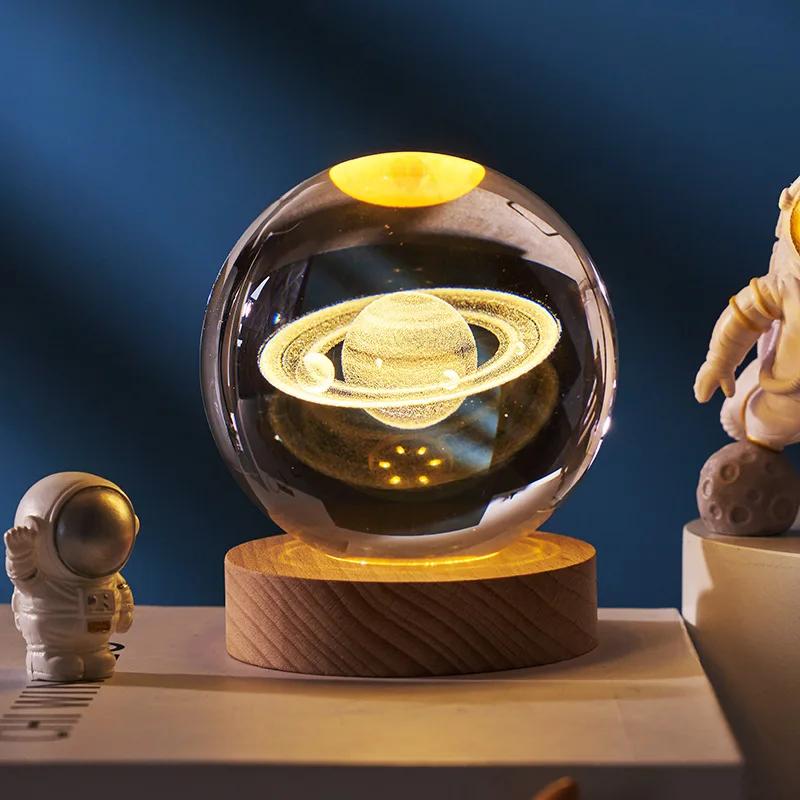 Solar System Globe Galaxy K9 Crystal Ball 3D Laser Engraved Astronomy Planets Ball Fantastic Style Home Decor Cosmic Model Gift