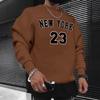 Men's Fashion Trend Casual Long Sleeve Round Neck Pullover Hoodie with Velvet Print for Winter