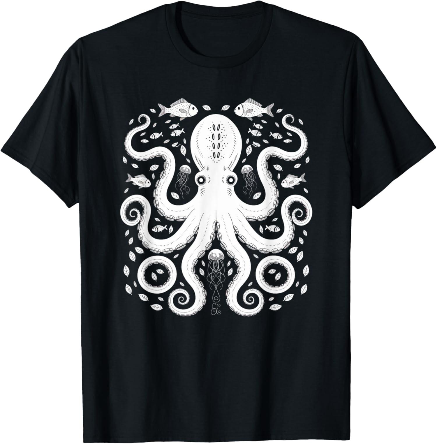 Vintage Octopus Retro Graphic Octopuses Design Unisex T-Shirt S разноцветный