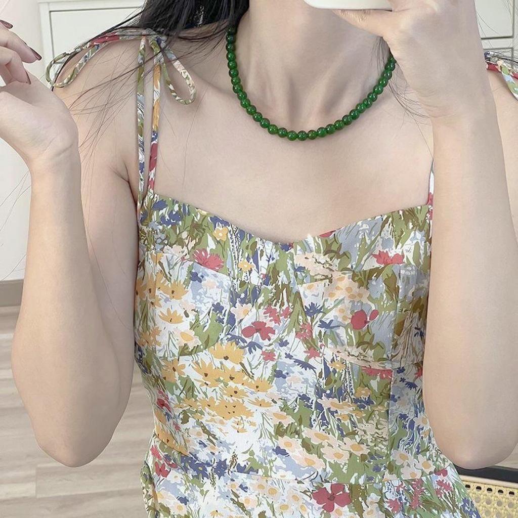 Women's 2025 New Chinese Style Green Jade Chalcedony Accessories