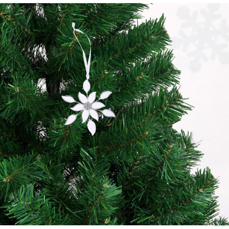 Holiday Christmas Tree Pendant Baubles Filigree Rhinestone Snowflake Gift Wedding Hanging