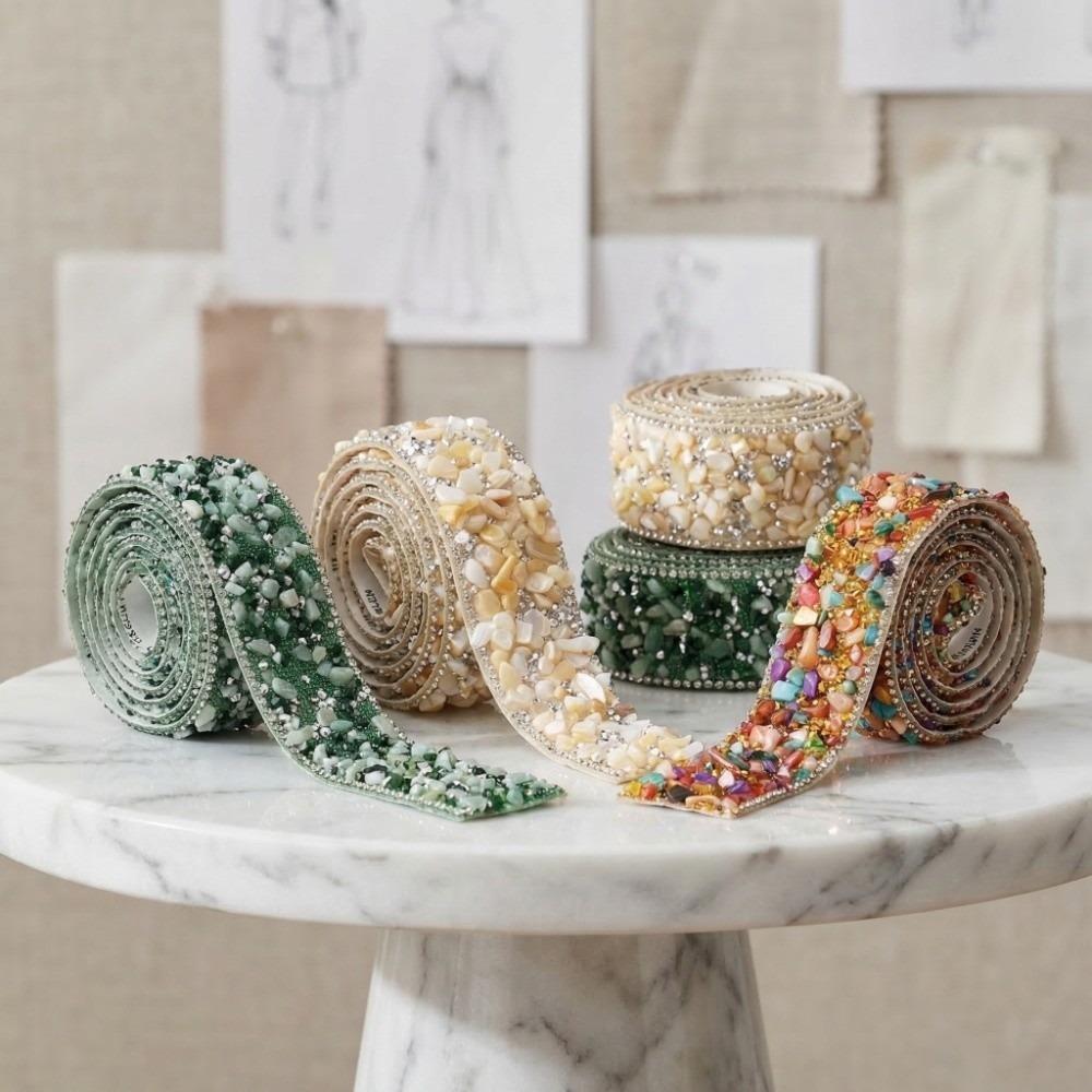 Self Adhesive Rhinestone Strip Colorful Resin Material Crushed Rhinestone Trim Crushed Stone No Iron Needed