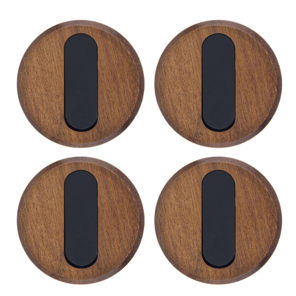 4PCS Folding Coat Hooks Wooden Round Farmhouse Foldable Wall Hooks for Hanging Clothes Towels Hat Backpack Purse Black