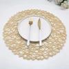 Crochet knitting Round Woven Place Mats Paper Fiber Table Placemats Hollow Decorative Placemat Dinning Place Mats Decor for Home