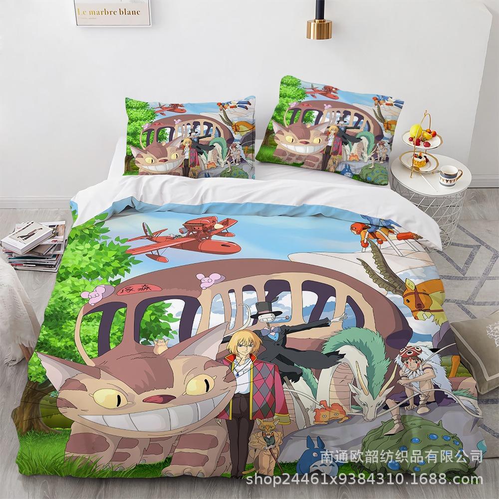 Luxuriöse Mein Nachbar Totoro Bettbezüge Kinder Cartoon Bettwäsche Set Bettdeckenbezug Einzelbett Doppelbett Schlafzimmer Bett Dekor für Teenager Beste Geschenke