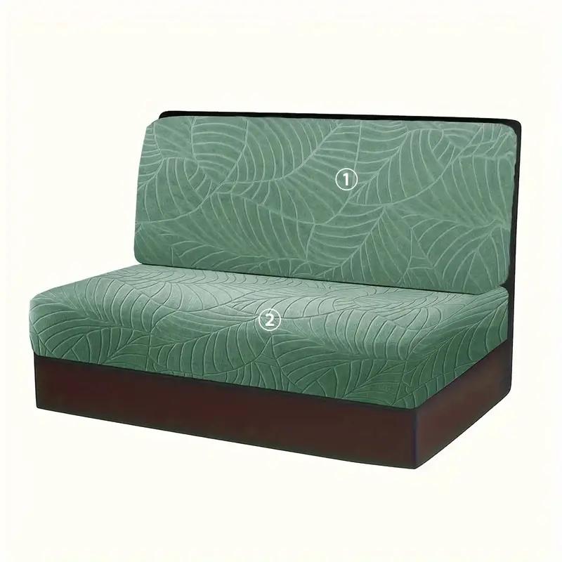 

2 шт./компл. Чехлы на подушки для обеденной зоны RV с жаккардовым узором «Листья», Эластичный чехол на диван без подлокотников, Стрейч-чехол на сиденье скамьи для автодома, кемпера, автомобиля 1 Set