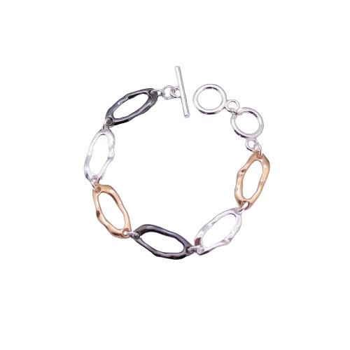 Luxury new geometric hollow oval OT buckle bracelet, retro simple and versatile OT buckle mixed color bracelet for men and women