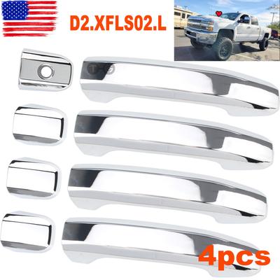 Chrome 4 Door Handle Cover for - Chevy Silverado 1500+2500+3500+HD Truck