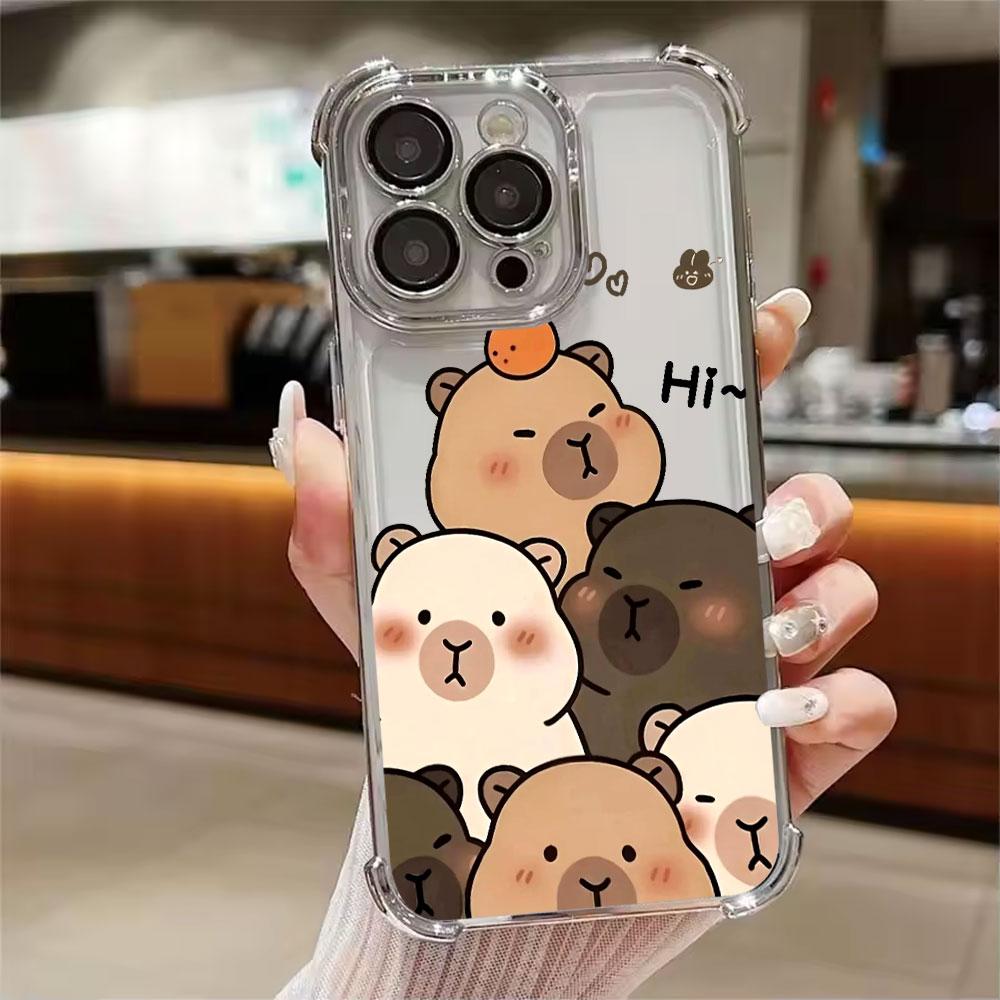 Capybara Cartoon Animal Phone Case For Xiaomi 15T 14T 13 Pro 15 F8 Ultra Poco X7 F7 Pro 5G X3 X5 X6 F5 M7 Shockproof Clear Cover