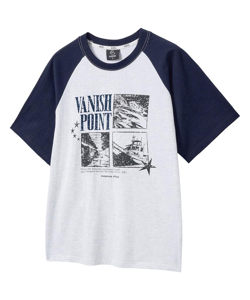 MOZMOZ Vanishing Point Raglan Graphic Short Sleeve T-Shirt Navy