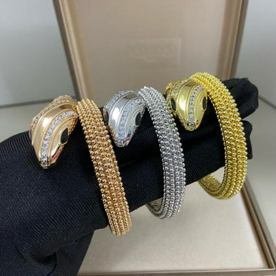 New Baojia 18K Rose Gold Plated Elastic Snake-Shaped Bracelet with Diamonds – Fashionable and Versatile Hot Seller
