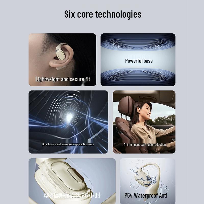AI Smart True Wireless Noise Cancelling Sports Earhook Earbuds with Universal Bluetooth Connectivity