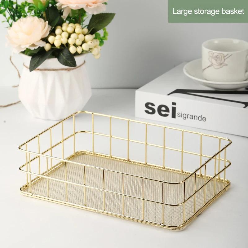 Coș de depozitare Nordic din Fier organizator bijuterii Auriu Birou Desktop Diverse Suport Pensule Machiaj Raft Organizator Cosmetică de Masă