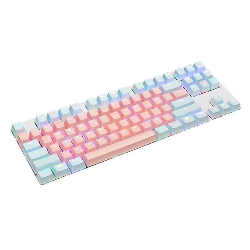 Mechanical Keyboard ABS Cover 87 Shaft Keys Mixed Color Light Colorful LED Effect Water Proof Electronic Gaming Keyboard