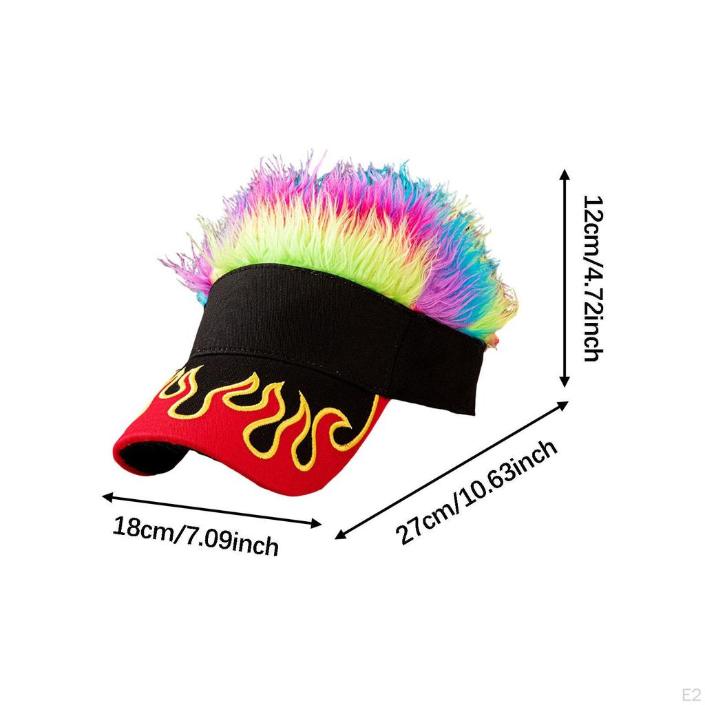 Sun Visor Cap with Fake Hair Funny Fashion Golf Baseball Hat for Running Camping