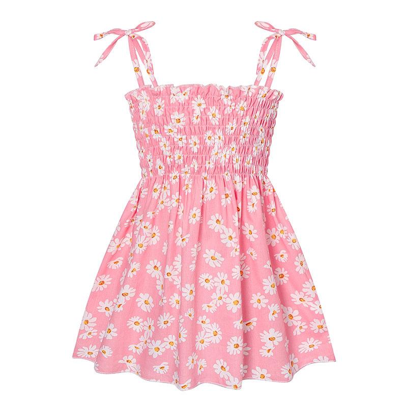 Girls Summer Floral Print Spaghetti Strap Dress Kids Beach Vacation Sundress for Little and Big Girls 90cm