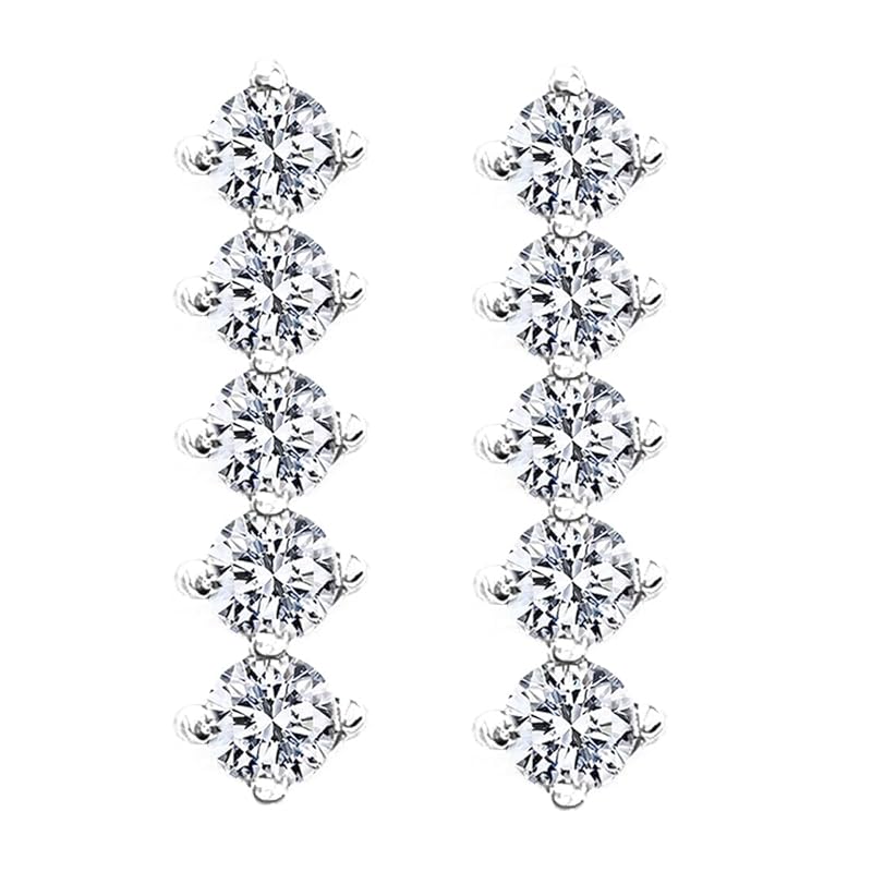 

Diamond Lab Moissanite earrings ladies SV925 Popularity white gold bar [Gift box set]