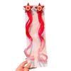 Girls' Day Out Festival Red Bow Wig Clip - Shiny Silk Braided Curly Hair Accessory