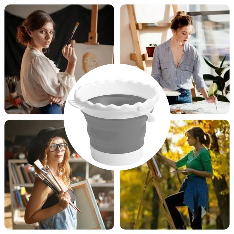 Silicone Watercolor Paint Washing Bucket Paint Brush Washer Foldable Mini Wash Water Bucket Holder Cup For Arts Crafts Cleaning