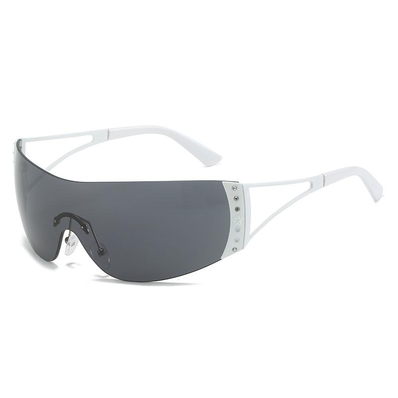 Frameless Men'S And Women'S Y2K Sunglasses, Rhinestone One-Piece Sunglasses, Trendy Sports Glasses