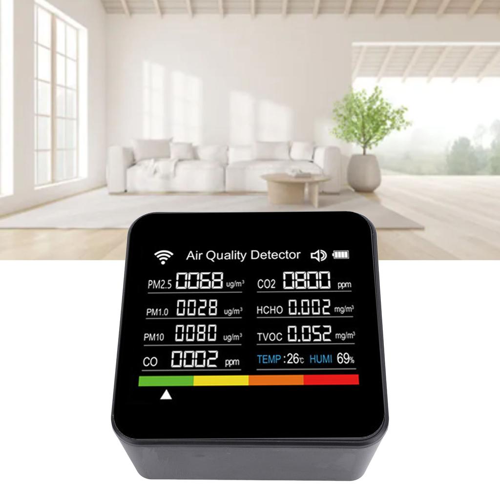 Smart Air Quality Meter 14 in 1 HCHO PM2.5 VOC Temperature Humidity Detector WiFi Indoor Air Quality Tester for Tuya APP
