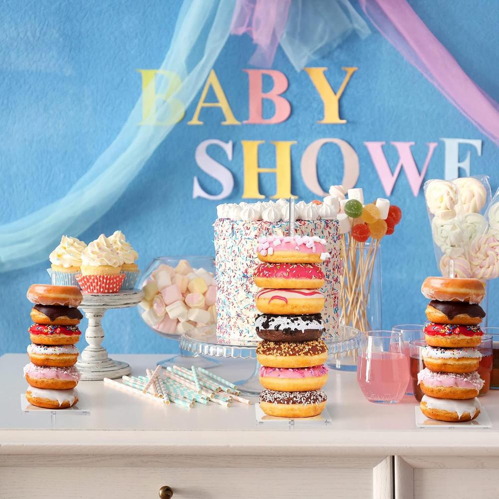 Acrylic Donut Stand, Removable Clear Donut Display Stand Bagels Holder for Party Wedding Birthday Treat Display Corner Decor