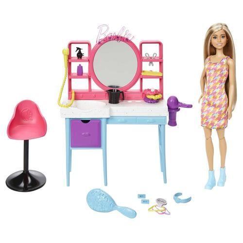 Coffret de Coiffure - BARBIE - Ultra Chevelure - Poupée Cheveux Colorés - 15 Accessoires - Pour Enfants 3-10 ans