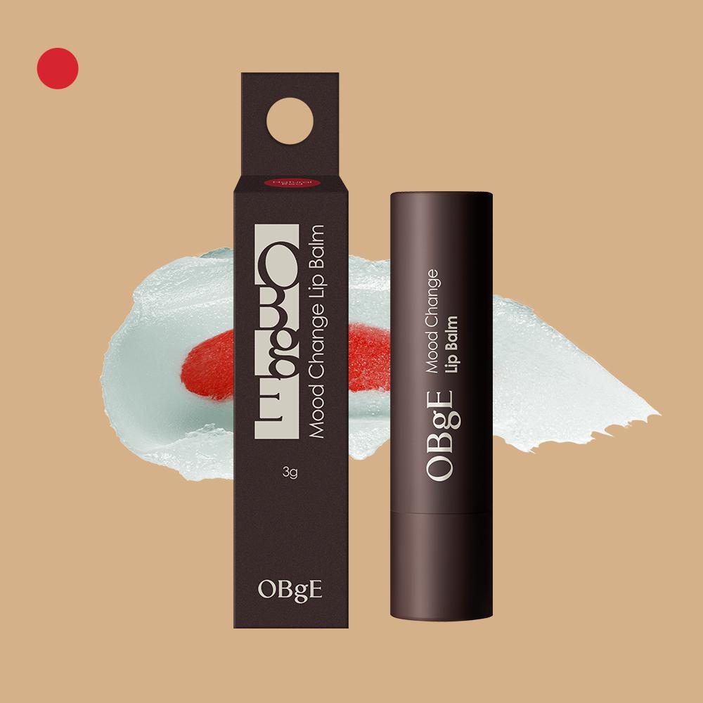 OBge Mood Change Lip Balm | Natural Color Revitalizing for Men | Dual-Core Hydration & Tint | 3g / 0.10 Oz. | [2 Shades: Natural Red / Warm Orange]