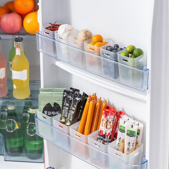 2Pcs Refrigerator Storage Box Transparent Buckle Design PP Fridge Side Door Food Holder for Kitchen