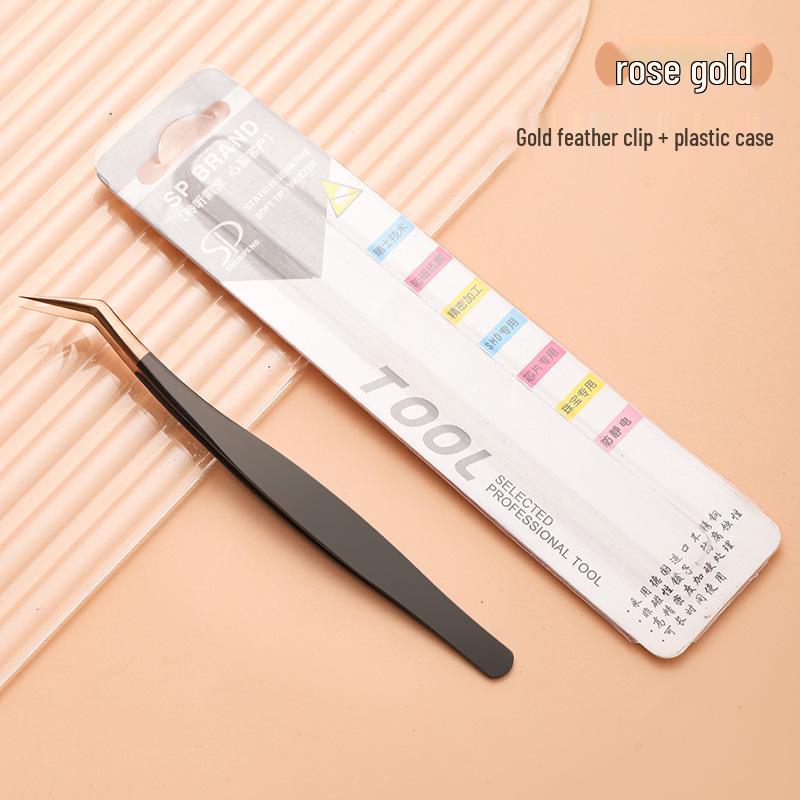 Stainless Steel Black Gold Feather Dolphin Tweezers for Beauty and Manicure