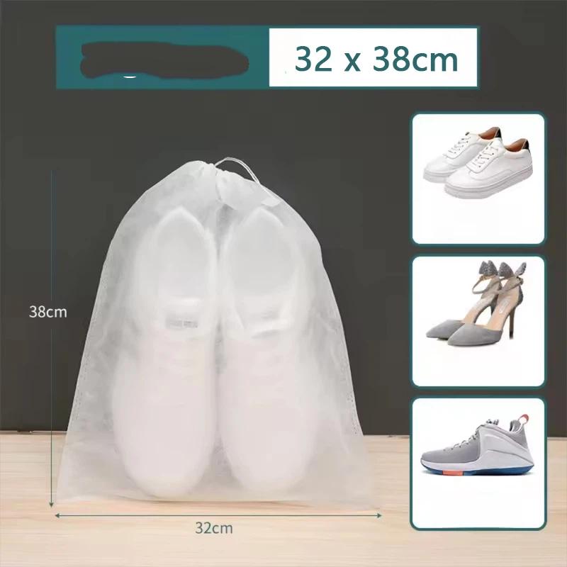 10/20/30/50 Pièces Housse anti-poussière respirante Non-tissé Anti-poussière Cordon de serrage Sac de rangement transparent Pochette de voyage Sacs à chaussures Séchage des chaussures Protéger
