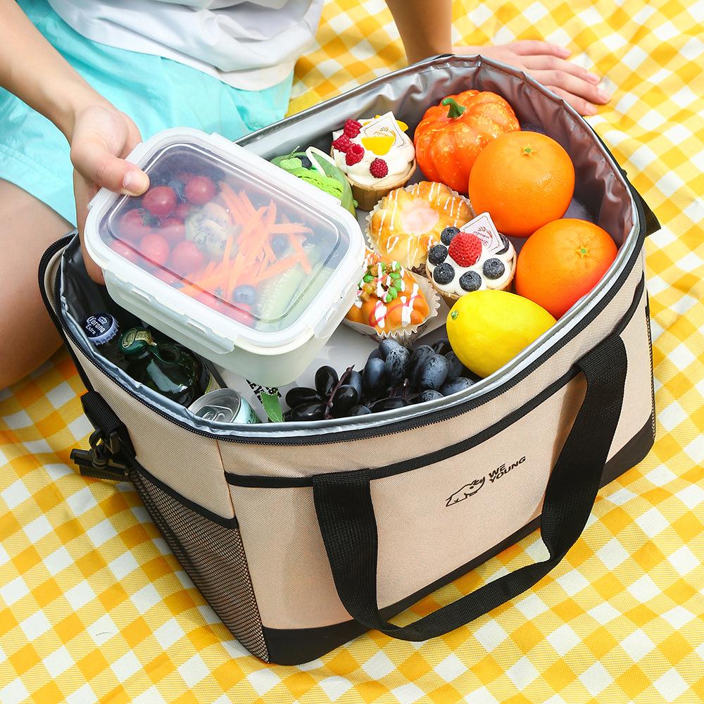 Oxford Cloth Insulated Picnic Bag - Large Capacity, Waterproof, Cold Preservation for Outdoor Camping