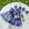 Pet JK Plaid Dress With Harness Loop Small Dogs Cats Teddy Bichon Corgi
