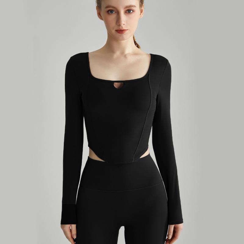 

LAHN Женский облегающий топ для йоги с длинным рукавом и встроенными чашечками M