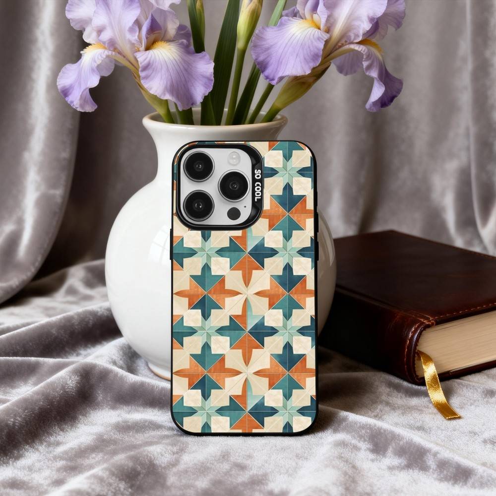 T-Tile M-Moroccan Cool Art Phone Case For iPhone17,16,15,14,13,12,11 Plus,Pro Max Black Candy silver phone case
