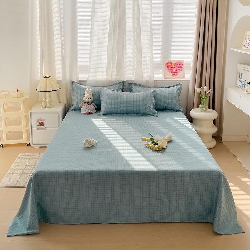 Ins Einzelprodukt einfache gewaschene Baumwolle Einzelstück Bettlaken hautfreundliches Schleifen Studentenwohnheim Einzeldecke dreiteiliges Set Großhandel